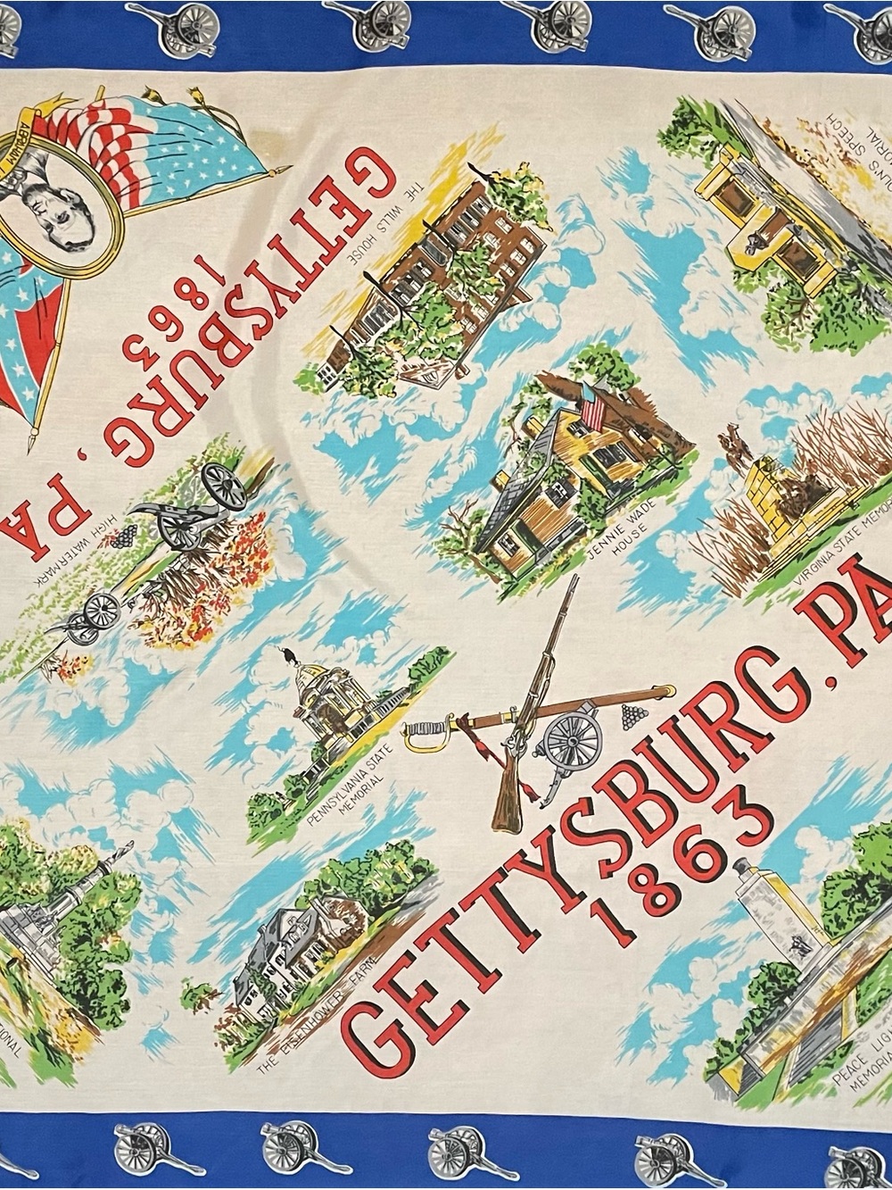 Rare Vintage 60s Gettysburg Souvenir Scarf  28 In Sq Good Condition Gift